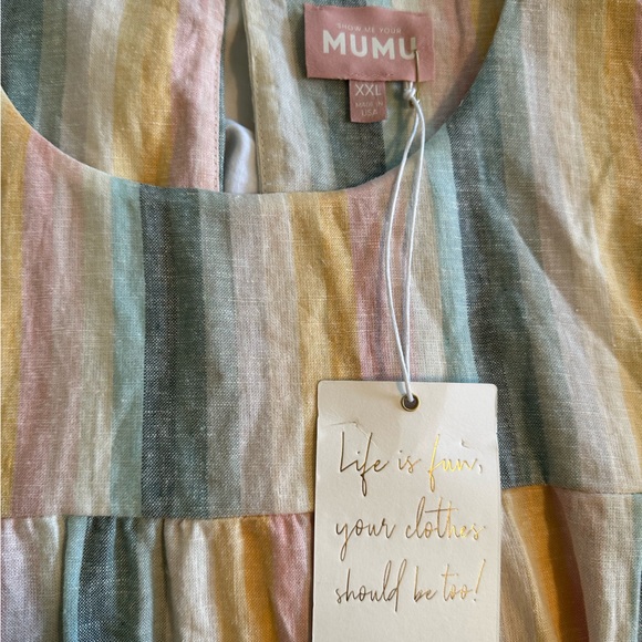 Show Me Your Mumu Daydream Mini Dress in Sunset Stripe Linen Blend Size XXL 🌅 - Picture 9 of 10